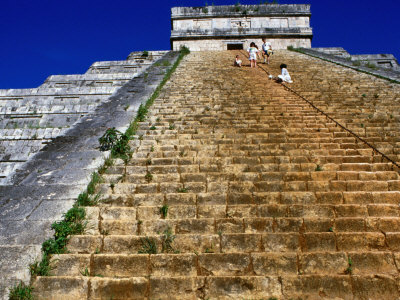 People On Stairs Of El Castillo At Chichen Itza, Yucatan, Mexico by Jon Davison Pricing Limited Edition Print image