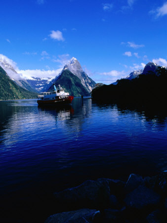 Boat Of Tourists, South Island, Milford Sound, New Zealand by Chris Mellor Pricing Limited Edition Print image