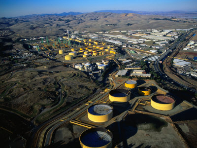 Aerial Of Buildings And Tanks In Oil Refinery, Vallejo, Usa by Jim Wark Pricing Limited Edition Print image