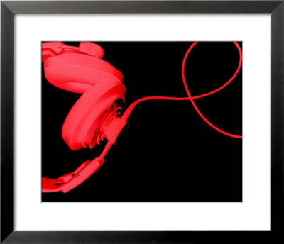 Red Headphones In The Air ... Like Music In The Air, Where Is The Dj? by Kirsten Gaeding Pricing Limited Edition Print image