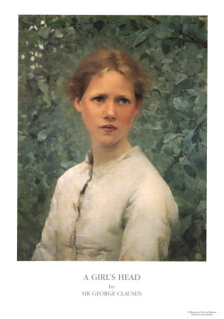 A Girl's Head by Sir George Clausen Pricing Limited Edition Print image