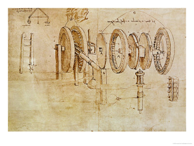 Studies Of Toothed Gears And For A Hygrometer, Codex Atlanticus, 1478-1518 by Leonardo Da Vinci Pricing Limited Edition Print image