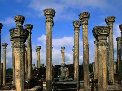 Lotus Stem Pillars Surround Dagaba Ruins At 8Th Century Mandalagiri Vehara, Anuradhapura, Sri Lanka by Bill Wassman Pricing Limited Edition Print image