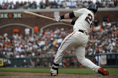 San Francisco, Ca - July 1: Buster Posey And Ryan Theriot by Thearon W. Henderson Pricing Limited Edition Print image