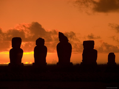 Statues, Or Moai, On A Platform Or Ahu Called Ahu Tahai Near Hanga Roa by Lee Foster Pricing Limited Edition Print image