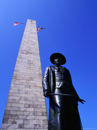 Prescott Statue And Bunker Hill Monument, Monument Square, Boston, Usa by Lee Foster Pricing Limited Edition Print image