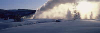 Daisy Geyser Erupting In Winter, Yellowstone National Park, Wyoming, Usa by Robert Kurtzman Pricing Limited Edition Print image