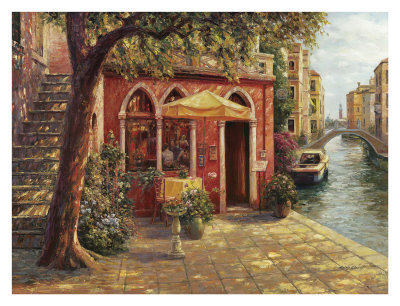 Cafe With Stairway,Venice by Haixia Liu Pricing Limited Edition Print image
