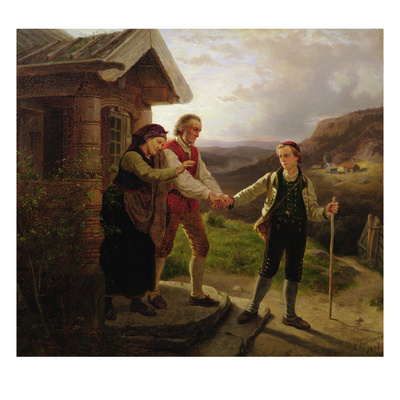 The Youngest Son's Farewell, 1867 (Oil On Canvas) by Adolphe Tidemand Pricing Limited Edition Print image