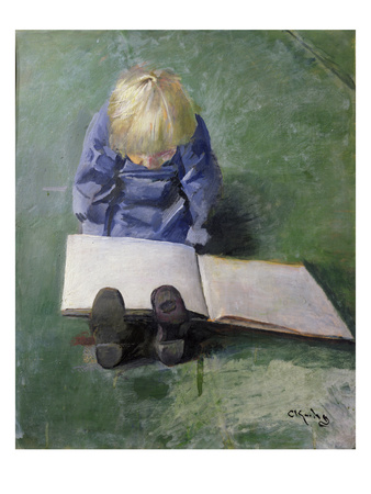 Little Ebbe Reading, 1920 (Oil On Canvas) by Christian Krohg Pricing Limited Edition Print image