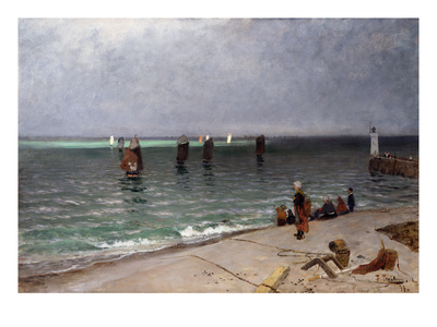 Mackerel Fishers, 1877 (Oil On Canvas) by Fritz Thaulow Pricing Limited Edition Print image