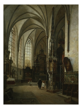 Interior Of St Lambertus Church, 1863 (Oil On Canvas) by Vincent Stoltenberg-Lerche Pricing Limited Edition Print image
