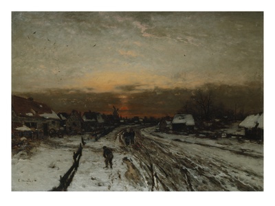 Winter Landscape With Sunset (Oil On Canvas) by Ludwig Munthe Pricing Limited Edition Print image