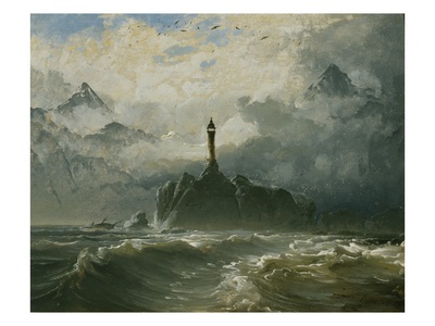 Seascape And Lighthouse, 1848 (Oil On Canvas) by Peder Balke Pricing Limited Edition Print image