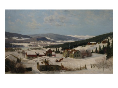 Farming In Winter Landscape (Oil On Canvas) by Nils Hansteen Pricing Limited Edition Print image