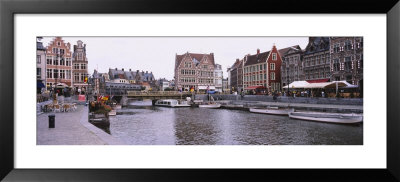 Tourboats Docked At A Harbor, Leie River, Graslei, Ghent, Belgium by Panoramic Images Pricing Limited Edition Print image