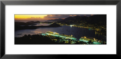 Cruise Ships Lit Up At Dusk, Charlotte Amalie, St. Thomas, Us Virgin Islands by Panoramic Images Pricing Limited Edition Print image
