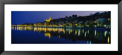 Reflection Of Buildings In Water, Menton, Alpes-Maritimes, Provence-Alpes-Cote D'azur, France by Panoramic Images Pricing Limited Edition Print image