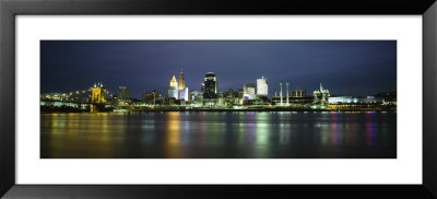 Buildings At The Waterfront Lit Up At Night, Ohio River, Cincinnati, Ohio, Usa by Panoramic Images Pricing Limited Edition Print image