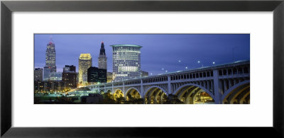 Detroit Avenue Bridge Lit Up At Dusk, Cleveland, Ohio, Usa by Panoramic Images Pricing Limited Edition Print image