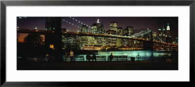 Brooklyn Bridge Lit Up At Dusk, East River, Manhattan, New York City, New York, Usa by Panoramic Images Pricing Limited Edition Print image