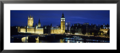Westminster Bridge, Big Ben, Houses Of Parliament Lit Up At Dusk, Westminster, London, England by Panoramic Images Pricing Limited Edition Print image