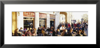 Tourists Sitting Outside Of A Cafe, Barcelona, Spain by Panoramic Images Pricing Limited Edition Print image