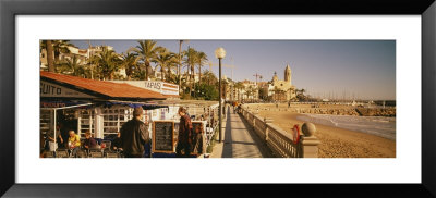 Tourists In A Cafe, Tapas Cafe, Sitges Beach, Catalonia, Spain by Panoramic Images Pricing Limited Edition Print image