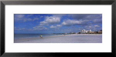 Tourists Walking On The Beach, Crescent Beach, Gulf Of Mexico, Siesta Key, Florida, Usa by Panoramic Images Pricing Limited Edition Print image