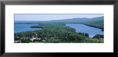 Trees And Houses Along A Lake, Lake Superior, Upper Peninsula, Michigan, Usa by Panoramic Images Pricing Limited Edition Print image