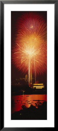Fireworks Display At Night, Capitol Building, Lincoln Memorial, Washington D.C., Usa by Panoramic Images Pricing Limited Edition Print image