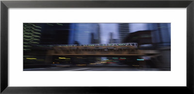 Electric Train Crossing A Bridge, Chicago, Illinois, Usa by Panoramic Images Pricing Limited Edition Print image