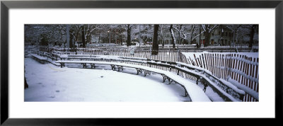 Snowcapped Benches In A Park, Washington Square Park, Manhattan, New York, Usa by Panoramic Images Pricing Limited Edition Print image