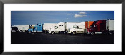 Semi-Trucks Parked On A Road, Ohio, Usa by Panoramic Images Pricing Limited Edition Print image