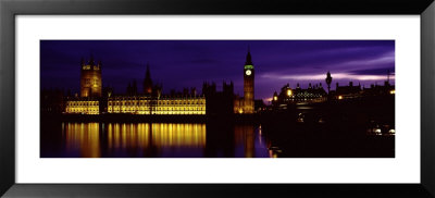 Government Building Lit Up At Night, Big Ben And The House Of Parliament, London, England, Uk by Panoramic Images Pricing Limited Edition Print image