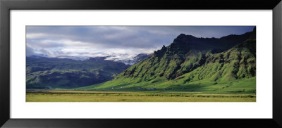 View Of Farm And Cliff In The South Coast, Sheer Basalt Cliffs, South Coast, Iceland by Panoramic Images Pricing Limited Edition Print image