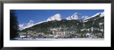 Town On The Mountainside, Saint Moritz, Engadine Valley, Graubunden, Switzerland by Panoramic Images Pricing Limited Edition Print image