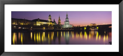 Reflection Of Buildings On Water At Night, Dresden, Germany by Panoramic Images Pricing Limited Edition Print image
