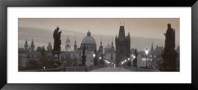 Lit Up Bridge At Dusk, Charles Bridge, Prague, Czech Republic by Panoramic Images Pricing Limited Edition Print image