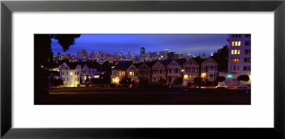 Buildings Lit Up Dusk, Alamo Square, San Francisco, California, Usa by Panoramic Images Pricing Limited Edition Print image