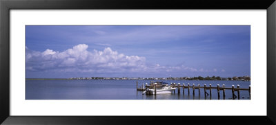 View Of A Boat Parked At A Pier, Thoroughfare Bay, Brigantine Beach, New Jersey, Usa by Panoramic Images Pricing Limited Edition Print image