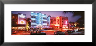 Buildings Lit Up At Night, South Beach, Miami Beach, Florida, Usa by Panoramic Images Pricing Limited Edition Print image