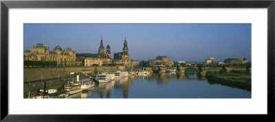 Boats Moored At A Harbor, Elbe River, Dresden, Germany by Panoramic Images Pricing Limited Edition Print image