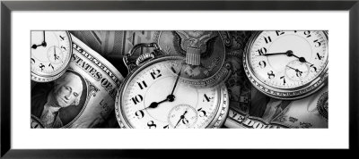 Clocks And Dollar Bills by Panoramic Images Pricing Limited Edition Print image