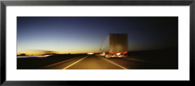 Rear View Of Truck On A Two Lane Highway, Las Cruces, New Mexico, Usa by Panoramic Images Pricing Limited Edition Print image