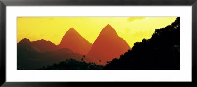 Sunset, Twin Pitons, St. Lucia, West Indies by Panoramic Images Pricing Limited Edition Print image