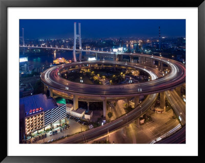 Highway Traffic At Entrance To Nanpu Bridge Over Huangpu River, Shanghai, China by Paul Souders Pricing Limited Edition Print image