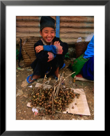 White Hmong Girl With Dried Berries, Looking At Camera, Laos by Kraig Lieb Pricing Limited Edition Print image