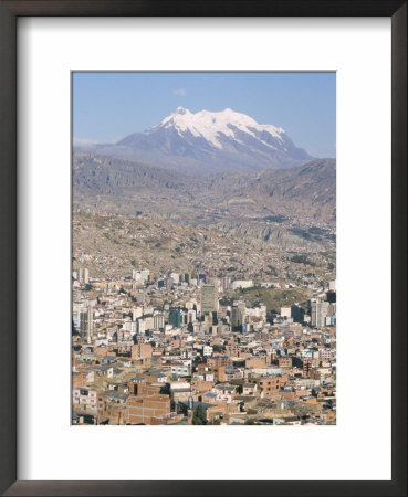 View Across City From El Alto, With Illimani Volcano In Distance, La Paz, Bolivia, South America by Tony Waltham Pricing Limited Edition Print image