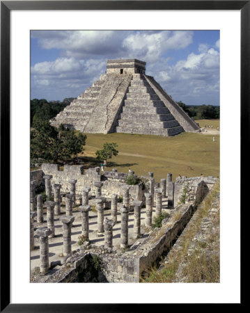 One Thousand Mayan Columns And The Great Pyramid El Castillo, Chichen Itza, Mexico by Christopher Rennie Pricing Limited Edition Print image